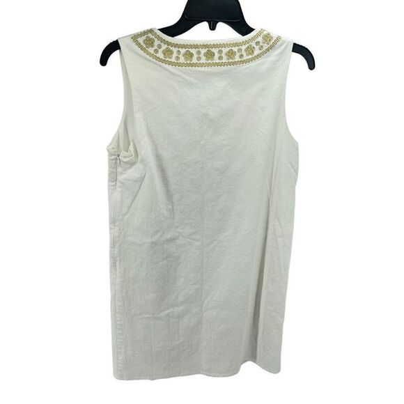 JB By Julie Brown Womens Embroidered tunic Dress Sleeveless Lined Cream Gold 6 - Picture 2 of 12
